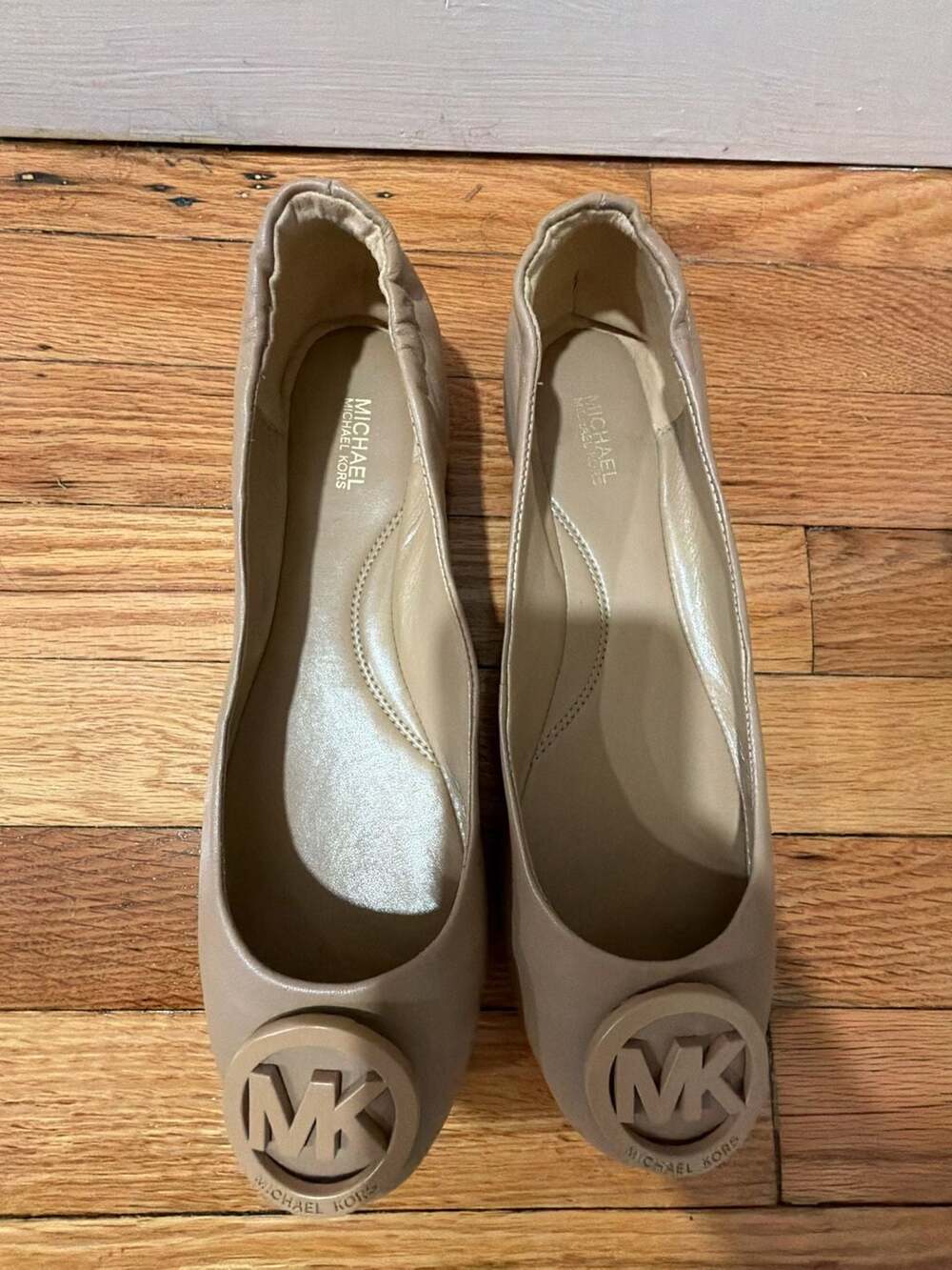 Michael Kors Tan Leather Flats with MK Logo